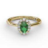 Blooming Halo Emerald and Diamond Ring