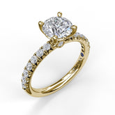 Classic French-Cut Pave Round Solitaire