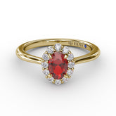 Blooming Halo Ruby and Diamond Ring