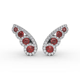 Butterfly Wing Ruby and Diamond Studs