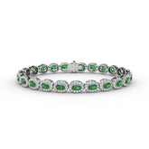 Striking Oval Emerald and Diamond Bracelet