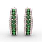 Channel Set Emerald Fashion Hoops