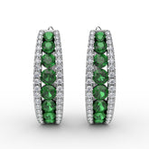 Channel Set Emerald Fashion Hoops
