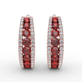 Channel Set Ruby Fashion Hoops
