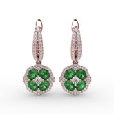 Steal The Spotlight Emerald and Diamond Cluster Drop Earrings