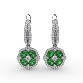 Steal The Spotlight Emerald and Diamond Cluster Drop Earrings