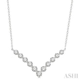 3/4 Ctw Round Cut Diamond Chevron Necklace in 14K White Gold