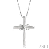 1/20 Ctw Infinity Round Cut Diamond Cross Petite Pendant With Chain in 10K White Gold