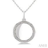 1/10 Ctw Circle Shape Round Cut Diamond Keepsake Locket Pendant With Chain in Sterling Silver