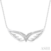 1/50 Ctw Angel Wing Round Cut Diamond Fashion Pendant With Chain in Sterling Silver