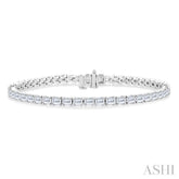 6 Ctw East West Emerald Cut Diamond Fashion Tennis Bracelet in 14K White Gold