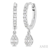 1/3 Ctw Petite Pear Shape Fusion Diamond Fashion Huggies in 10K White Gold