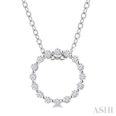 1/10 Ctw Circle Round Cut Diamond Pendant With Chain in Sterling Silver