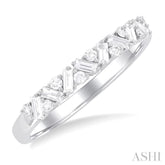1/3 Ctw Zig Zag Scatter Baguette and Round Cut Diamond Fashion Band in 14K White Gold