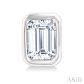 1/5 Ctw Petite Bezel Set Emerald Cut Diamond Fashion Stud Earring in 10K White Gold