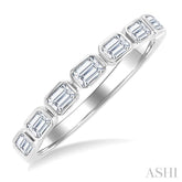 3/4 Ctw East-West Emerald Cut Bezel Diamond Fashion Band in 14K White Gold