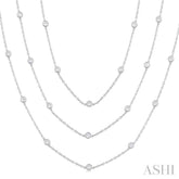 5 Ctw Bezel Set Round Cut Diamond 60-Inch Long Station Necklace in 14K White Gold