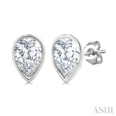 1/5 Ctw Petite Bezel Set Pear Cut Diamond Fashion Stud Earring in 10K White Gold