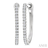 1/10 Ctw Round Cut Diamond Fashion Hoop Earring in 10K White Gold