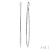 1 Ctw Inside & Outside Round Cut Diamond Hoop Earring in 14K White Gold