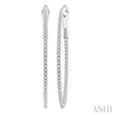 1/2 Ctw Inside & Outside Round Cut Diamond Hoop Earring in 14K White Gold