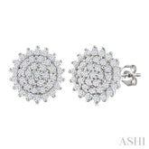 1/5 Ctw Petite Round Shape Round Cut Diamond Cluster Fashion Stud Earring in 10K White Gold