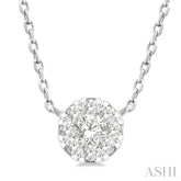 1/10 Ctw Lovebright Petite Round Shape Round Cut Diamond Fashion Pendant With Chain in 10K Yellow and White Gold
