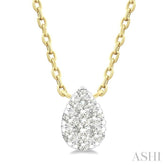 1/10 Ctw Lovebright Petite Pear Shape Round Cut Diamond Fashion Pendant With Chain in 10K Yellow Gold