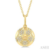 1/6 Ctw Petite Soccer Ball Round Cut Diamond Fashion Pendant With Chain in 10K Yellow Gold