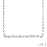 1/10 Ctw Petite Bar Round Cut Diamond Pendant With Chain in Sterling Silver