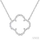 1/8 Ctw Petite Open Window Clover Round Cut Diamond Pendant With Chain in Sterling Silver