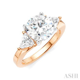 1/2 Ctw Circular Shape Trillion and Round Cut Diamond Semi-Mount Engagement Ring in 14K Rose and White Gold