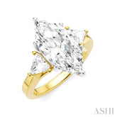 1/2 Ctw Marquise Shape Trillion and Round Cut Diamond Semi-Mount Engagement Ring in 14K Yellow and White Gold