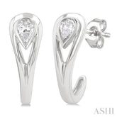1/3 Ctw Pear Cut Diamond Half Hoop Fashion Earrings in 14K White Gold