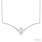 1/4 Ctw Chevron Bezel Marquise Cut Diamond Necklace in 14K White Gold