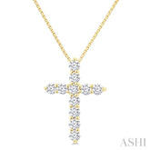 1/3 Ctw Round Cut Diamond Cross Pendant in 14K Yellow Gold with Chain