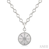 1/10 Ctw Compass medallion Round Cut Diamond Pendant With Chain in Sterling Silver