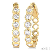 1 Ctw Bezel Set Round Cut Diamond Fashion Hoop Earrings in 14K Yellow Gold