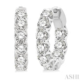 5 Ctw Inside-Out Embellished Round Cut Diamond Hoop Earrings in 14K White Gold
