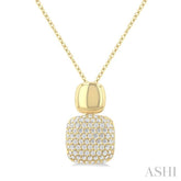 1/4 Ctw Twin Cushion Mount Pave Set Round Cut Diamond Fashion Pendant With Chain in 10K Yellow Gold