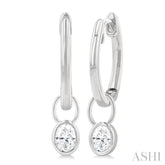 1/3 Ctw Bezel Set Oval Cut Diamond Huggie Earrings in 14K White Gold