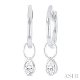 1/3 Ctw Bezel Set Pear Cut Diamond Huggie Earrings in 10K White Gold
