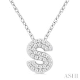 1/10 Ctw Bubble Accent Initial 'S' Round Cut Diamond Fashion Pendant With Chain in 10K White Gold