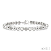 1/6 Ctw Bold Bead Design Single Cut Diamond Fashion Bracelet in Sterling Silver