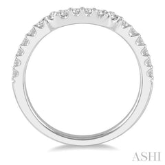 1/3 Ctw U-Shape Center Round Cut Diamond Wedding Band in 14K White Gold