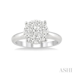1/4 Ctw Lovebright Round Cut Diamond Bridal Ring in 14K White Gold