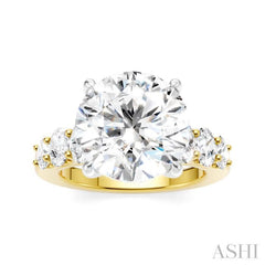 1 1/4 Ctw Round Shape Oval and Round Cut Diamond Semi-Mount Engagement Ring in 14K Yellow and White Gold