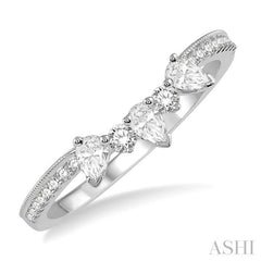 3/8 Ctw Pear and Round Cut Diamond Wedding Band in 14K White Gold