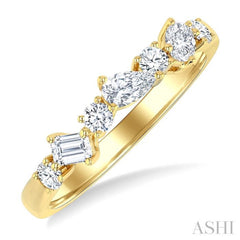 5/8 Ctw Mixed Shape Diamond Cut Fashion Band in 14K Yellow Gold