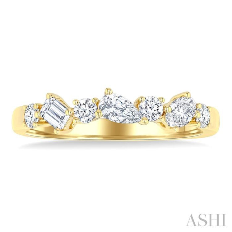 5/8 Ctw Mixed Shape Diamond Cut Fashion Band in 14K Yellow Gold